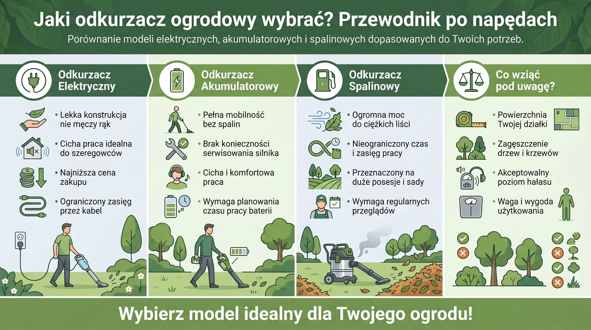Jaki odkurzacz ogrodowy wybrać? Przewodnik po napędach