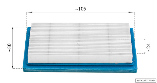Filtr powietrza agregatu 105x80x24mm